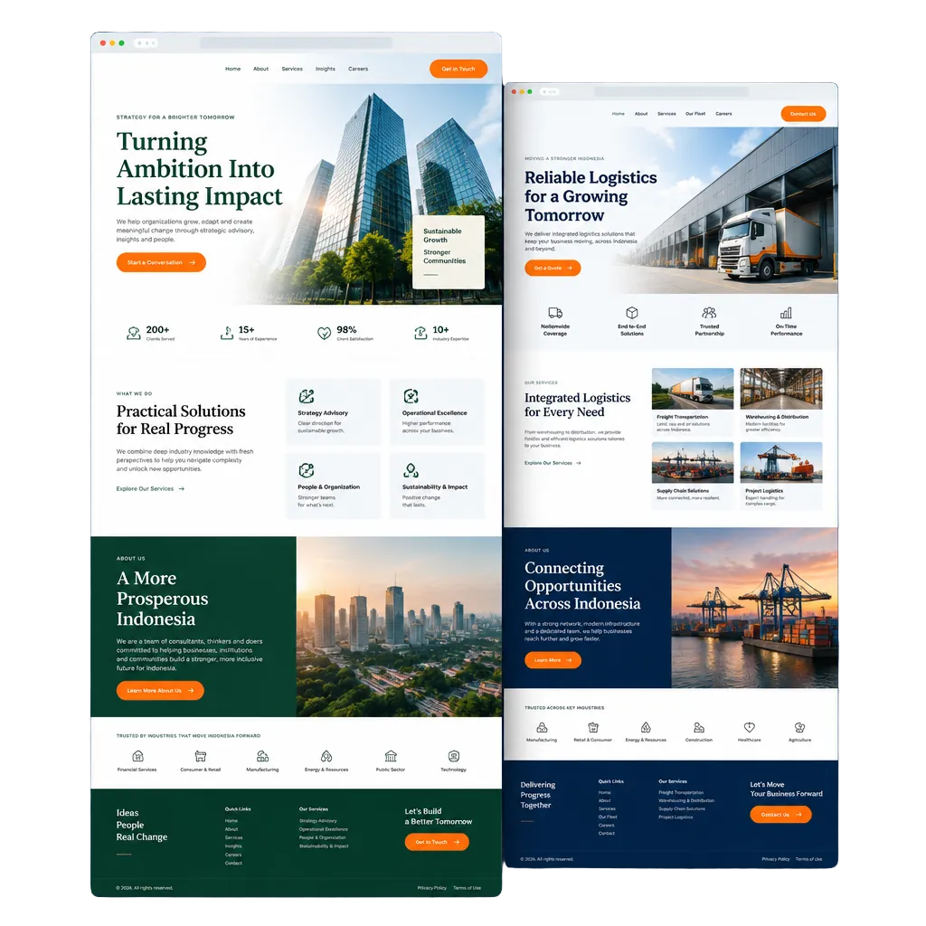 Contoh desain dan susunan halaman website bisnis